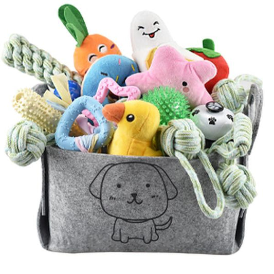 24 Pack Puppy Chew Toys, Dog Teething Toys with Storage Bin, Dog Rope Toys and Squeaky Toys for Boredom, Interactive Dog Toys for Small & Medium Breeds